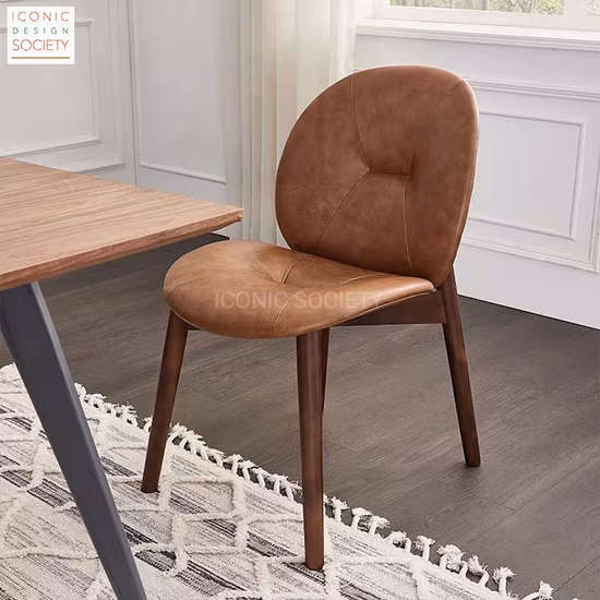 Classical Loft Wooden Frame Hotel Living Room Dining Home Furniture Vintage Restaurant Chair Oak Real Leather Dining Chair